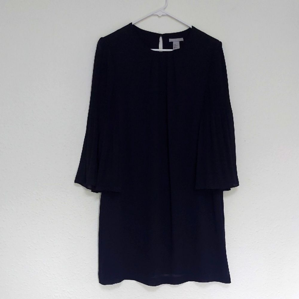 H&M Navy Blue Sheath Dress with Bell Sleeves